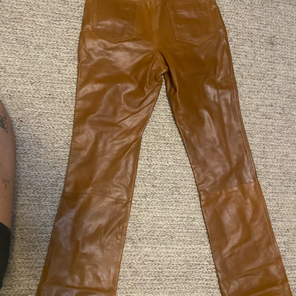 Genuine Brown Leather Pants Women’s, Straight Leg, Size 4